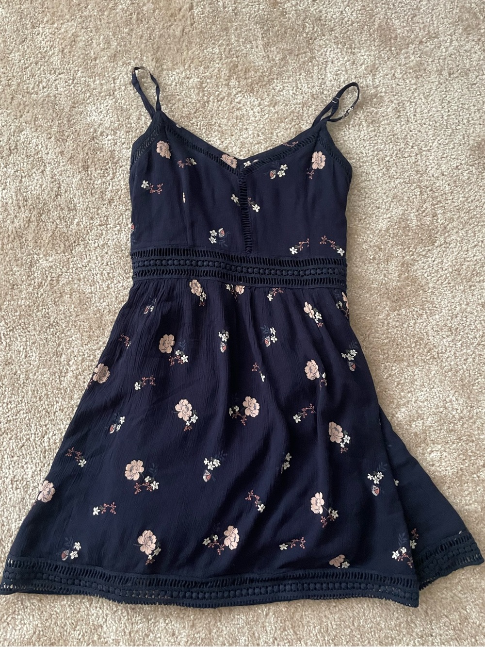 Abercrombie and Fitch Navy Floral Mini Sun Dress Womens/ Juniors Size Medium